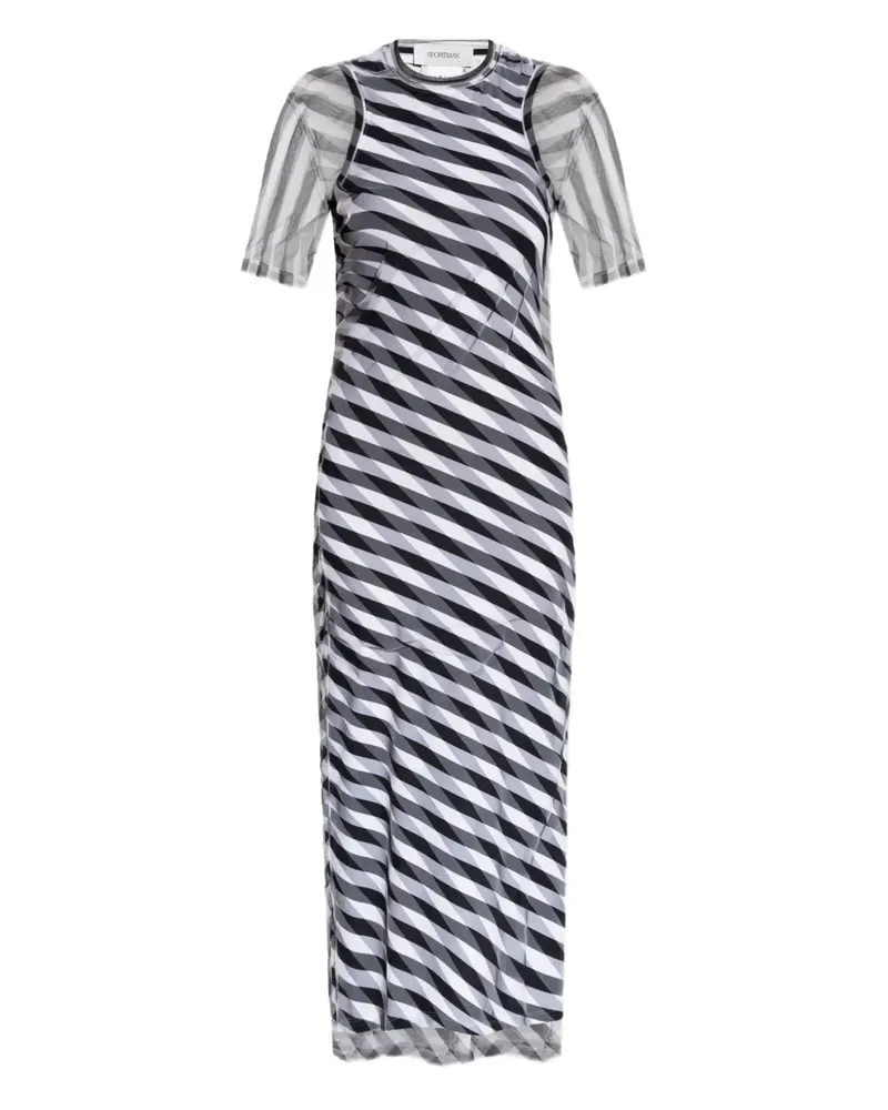 SPORTMAX Gestreiftes Pausa Mesh-Midikleid - Schwarz Schwarz