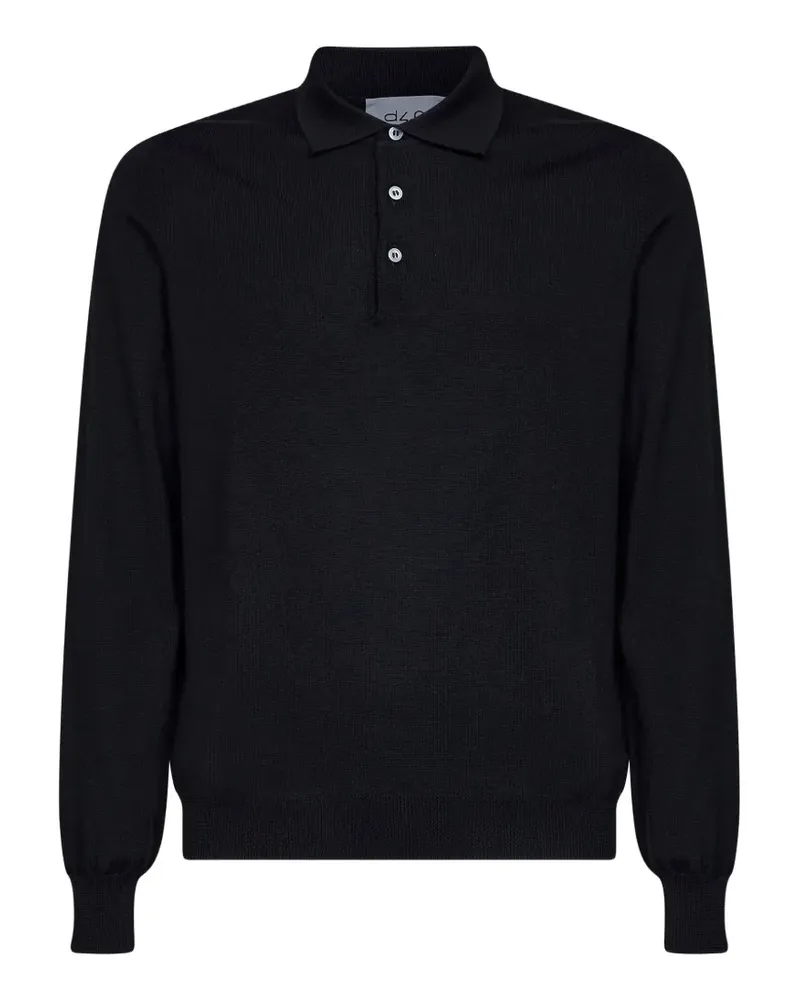 D4.0 long-sleeve knitted polo shirt - Schwarz Schwarz