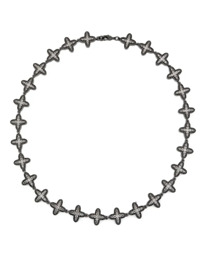 DARKAI crystal-embellished cross-link necklace - Schwarz Schwarz