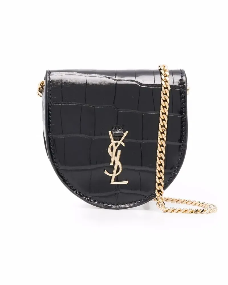 Saint Laurent Mini-Tasche mit Logo-Schild - Schwarz Schwarz