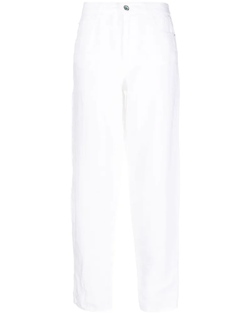 Emporio Armani Straight-Leg-Hose aus Leinen - Weiß Weiß