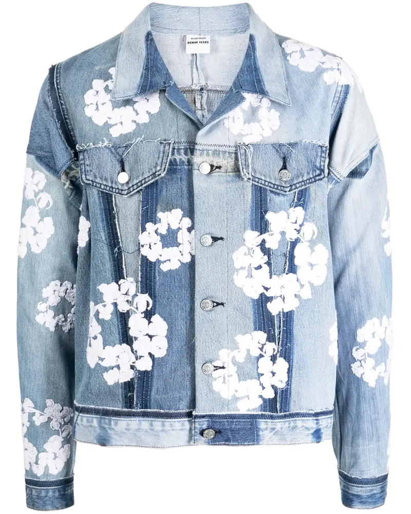 READYMADE Jeansjacke im Patchwork-Look - Blau Blau