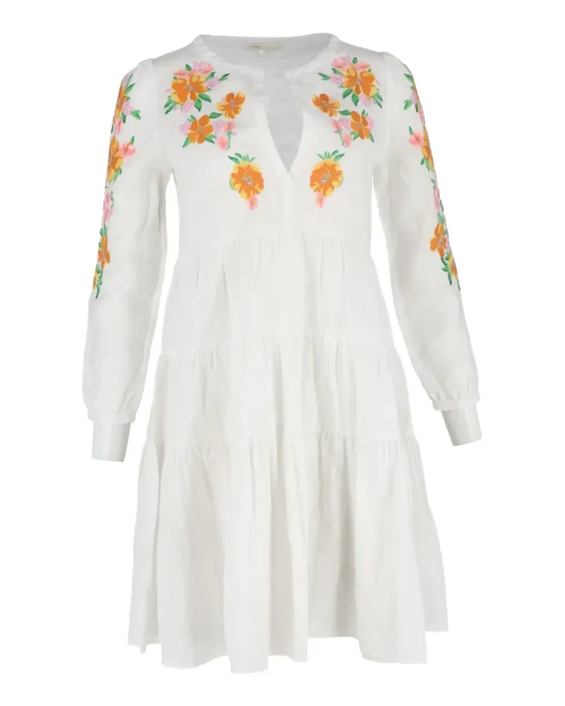 Maje floral-embroidered knee-length dress - Weiß Weiß