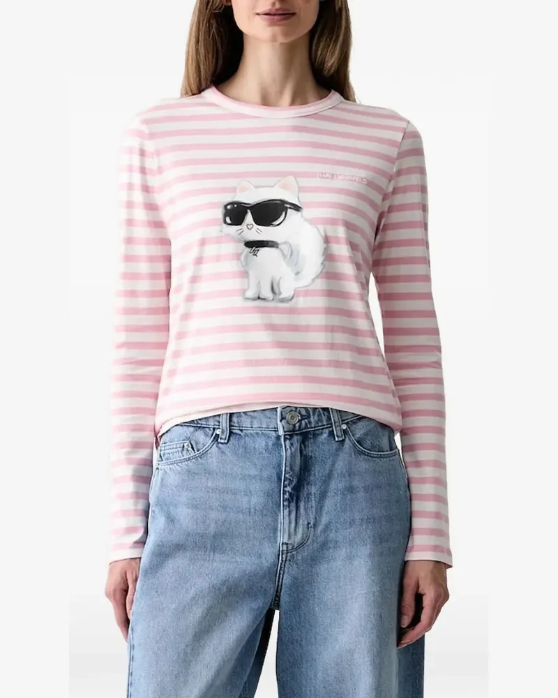 Karl Lagerfeld Ikon Aquarelle Langarmshirt - Rosa Rosa