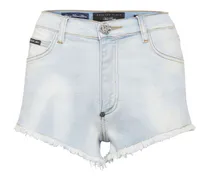 Jeans-Shorts mit Logo-Applikation - Blau