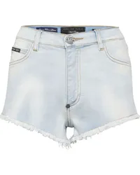 Philipp Plein Jeans-Shorts mit Logo-Applikation Blau