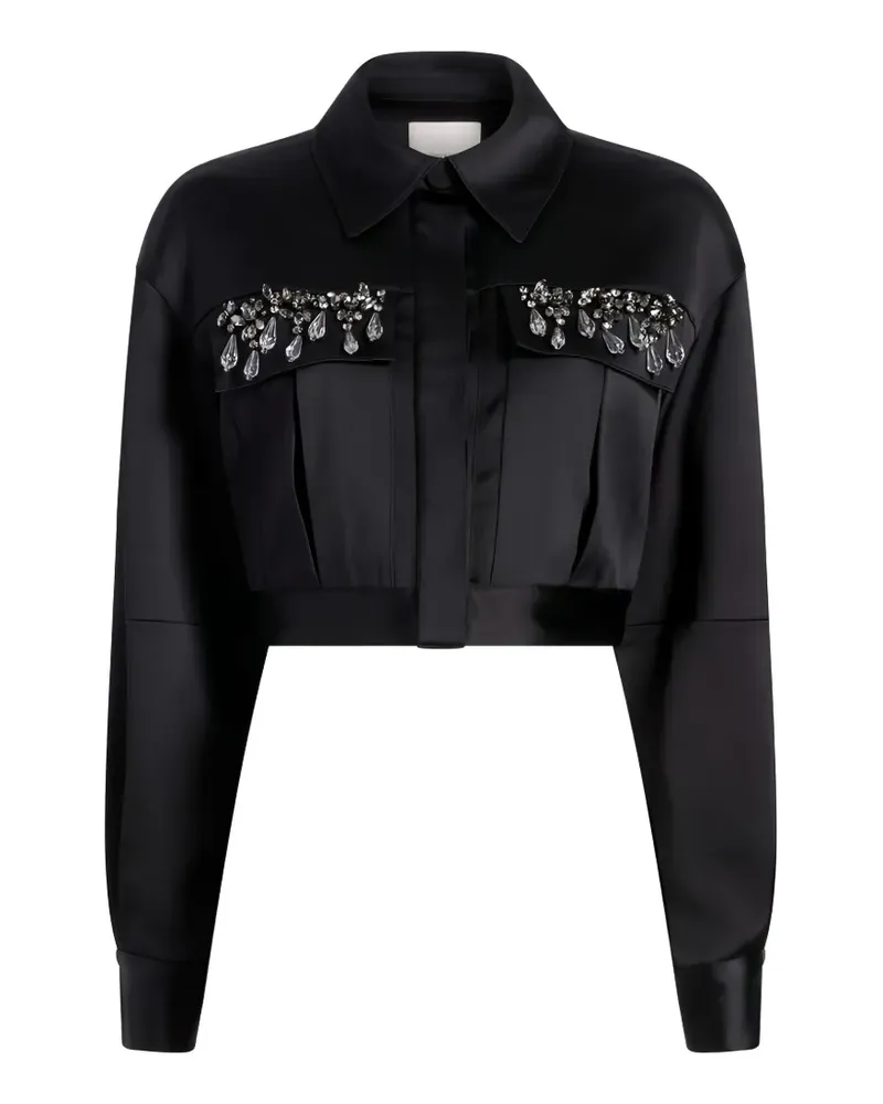 Cinq à Sept Damoni gemstone-embellished cropped jacket - Schwarz Schwarz