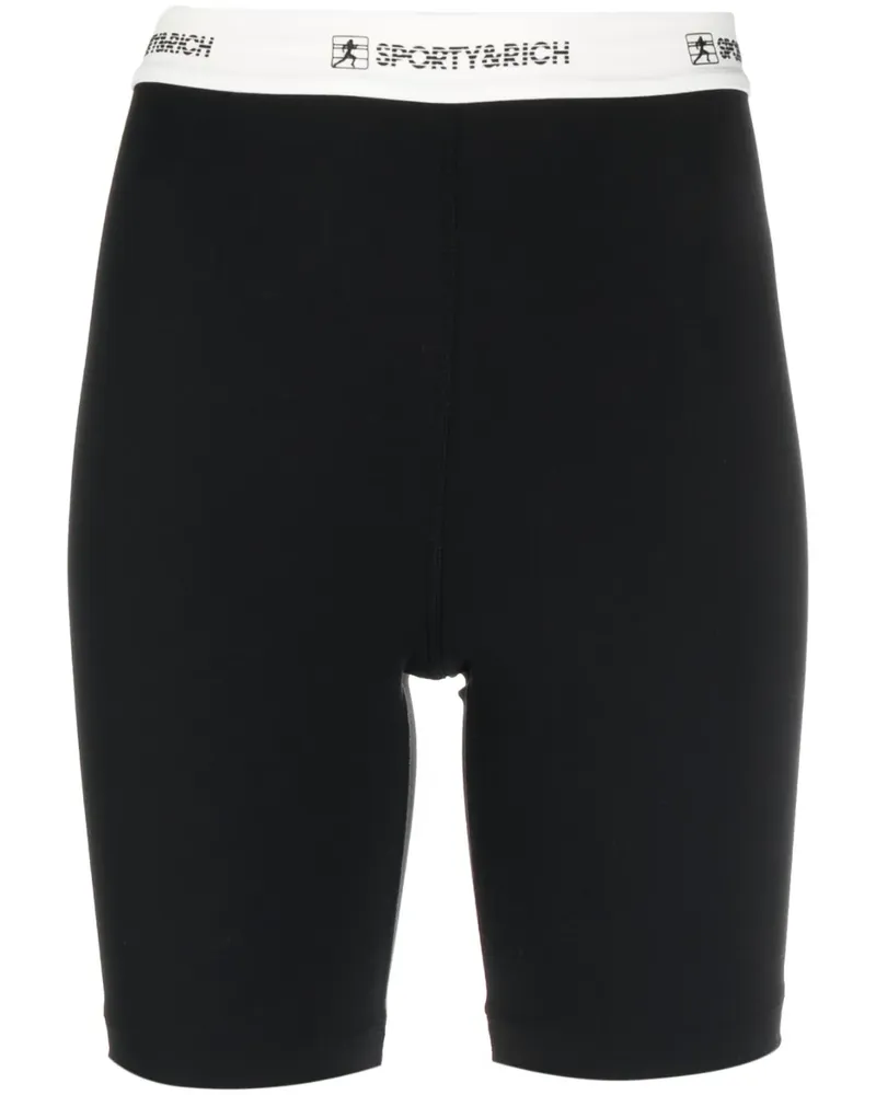 SPORTY & RICH Shorts mit Logo-Bund - Schwarz Schwarz