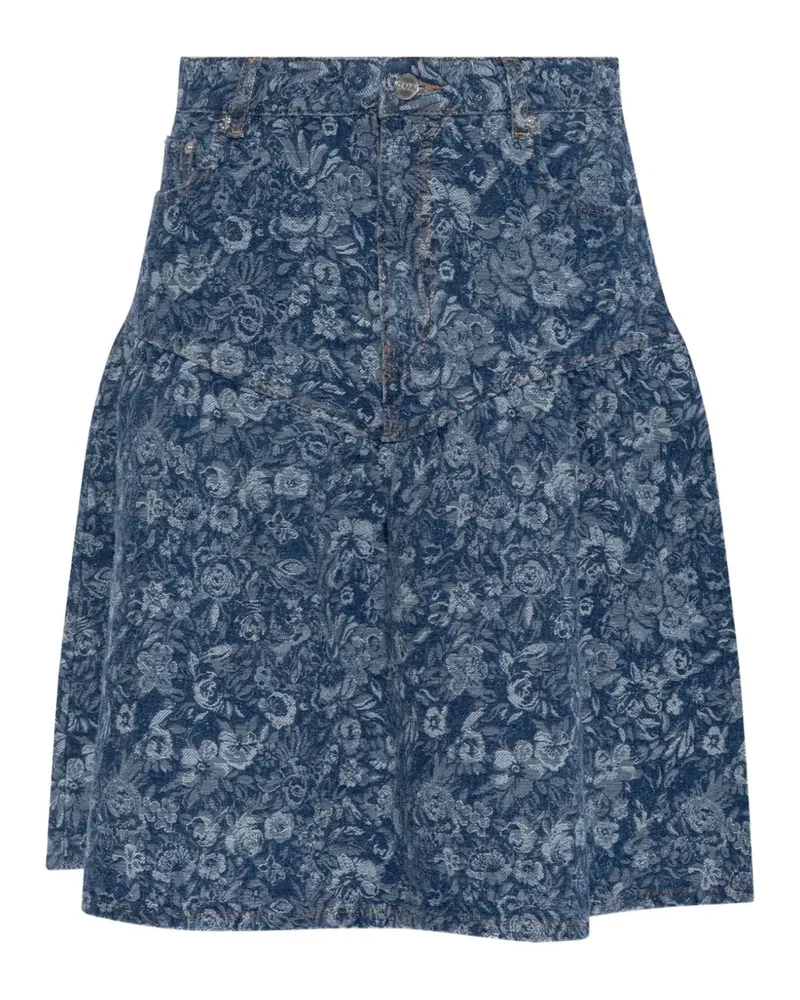 Ganni floral-print flared skirt - Blau Blau