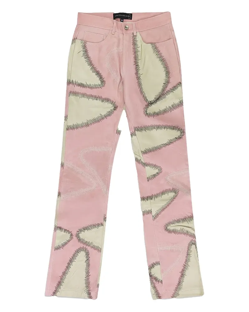 WHO DECIDES WAR amalgamated leather bootcut trousers - Rosa Rosa