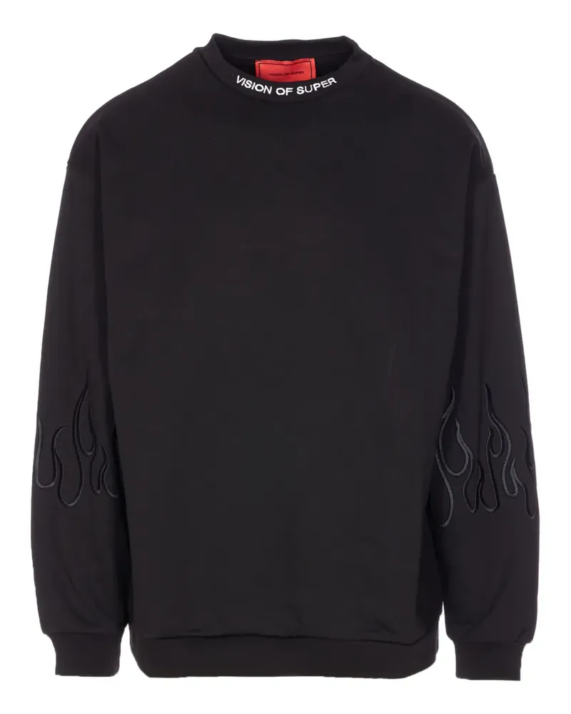 Vision Of Super Sweatshirt mit Flammenstickerei - Schwarz Schwarz
