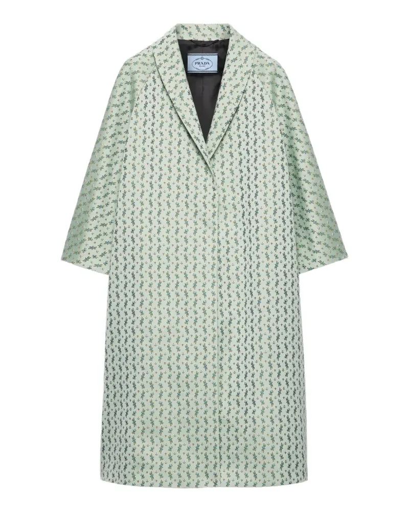 Prada single-breasted floral jacquard duchesse coat - Grün Grün