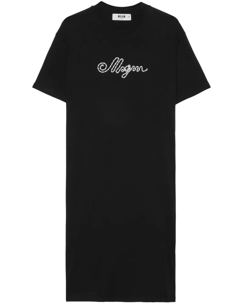 MSGM Kleid mit Logo-Stickerei - Schwarz Schwarz