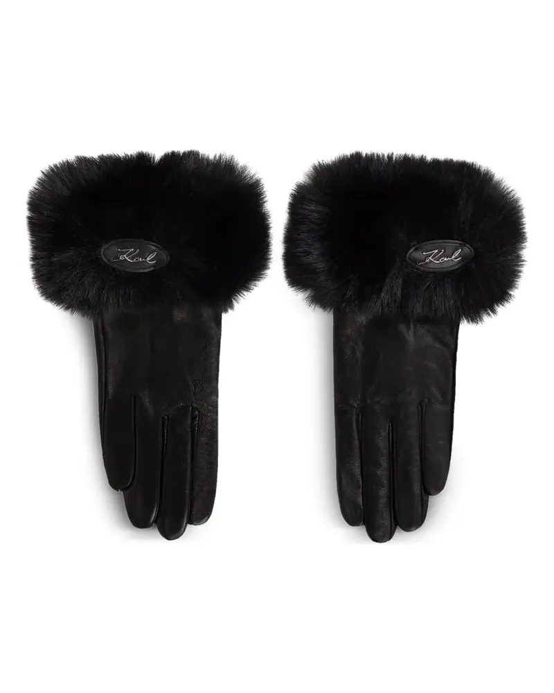 Karl Lagerfeld Lange Handschuhe aus Fake Fur - Schwarz Schwarz