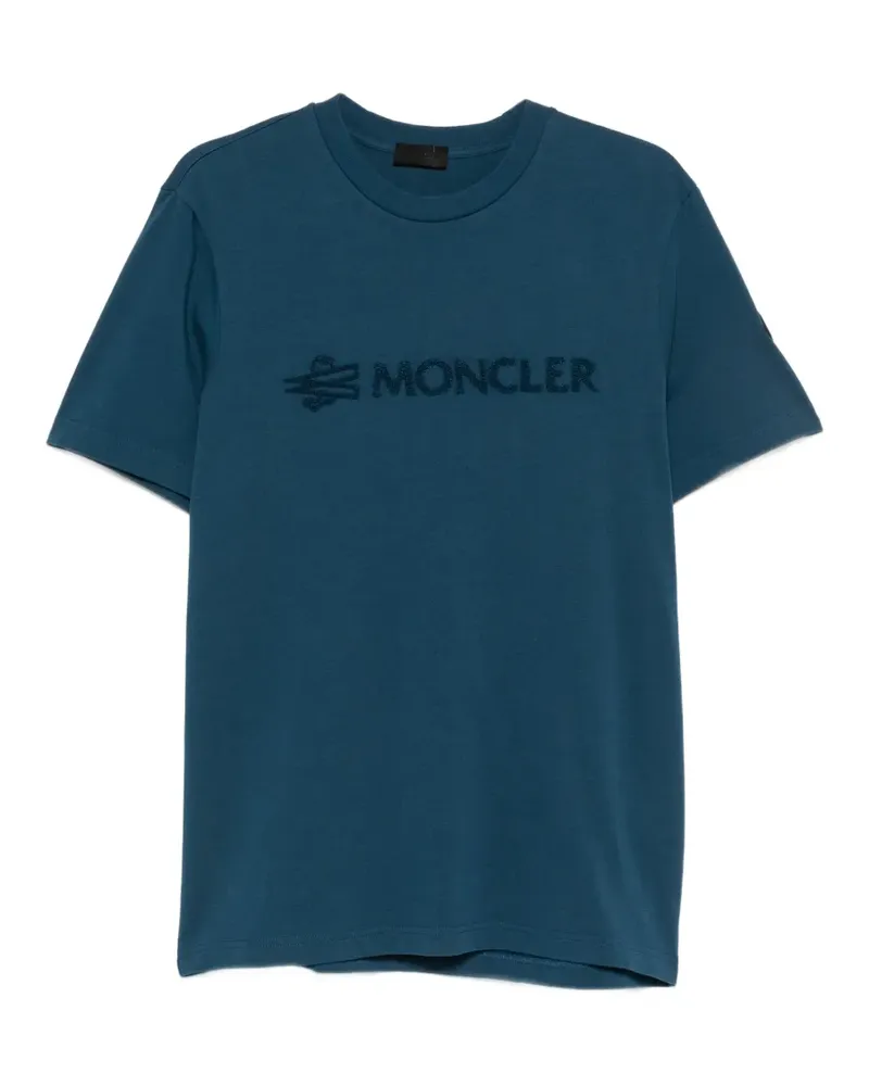 Moncler T-Shirt mit Logo-Stickerei - Blau Blau
