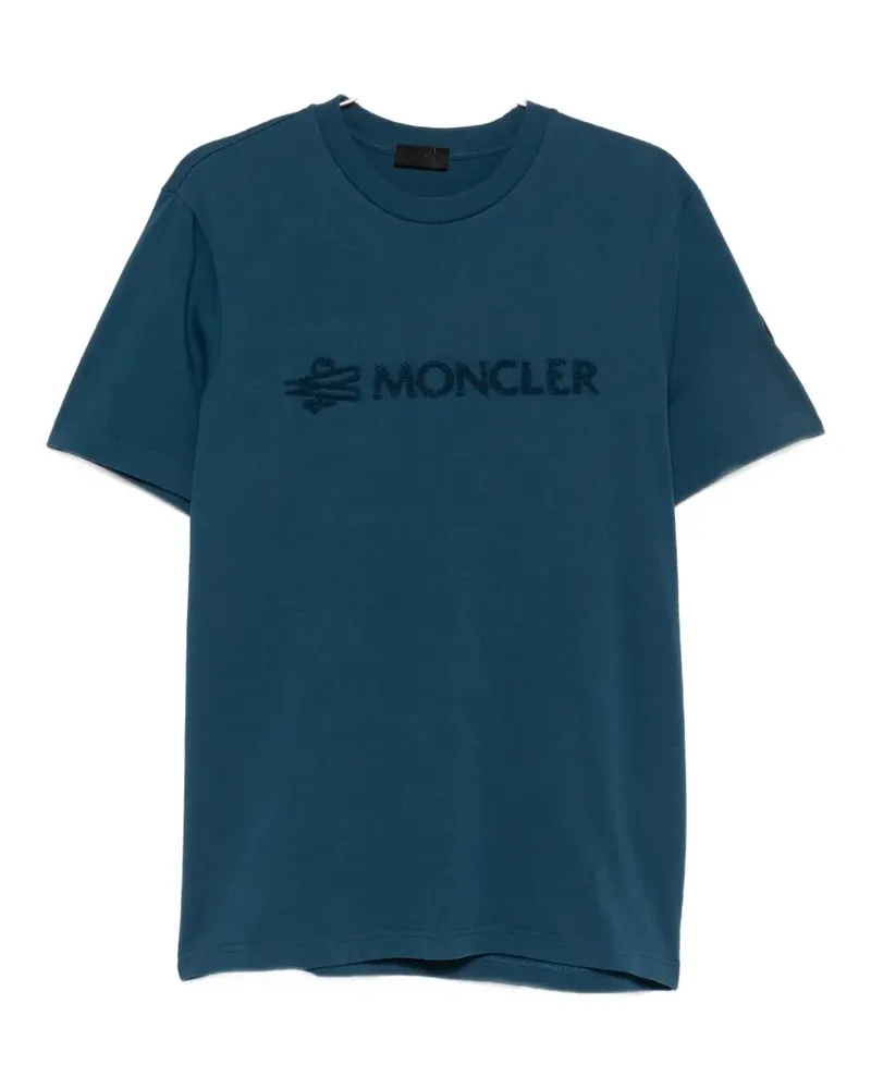 Moncler logo-embroidered T-shirt - Blau Blau