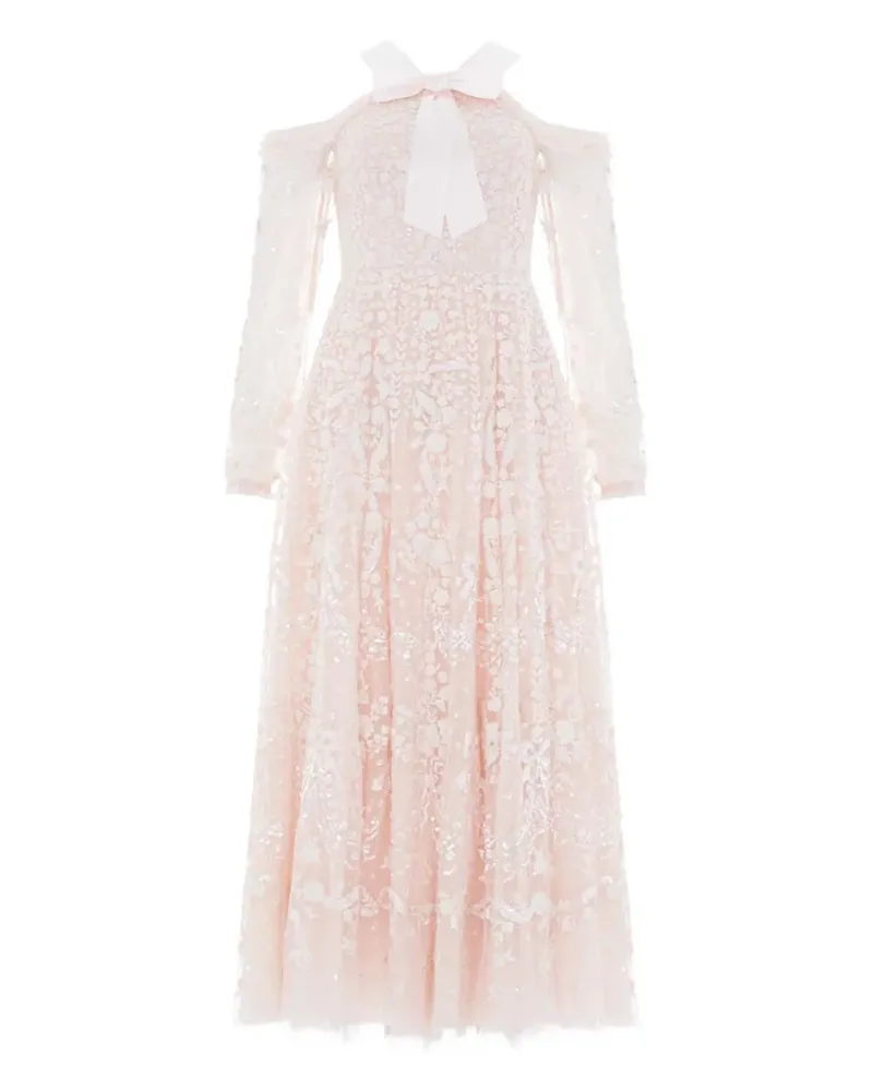 Needle & Thread Maxikleid mit Blumenstickerei - Rosa Rosa