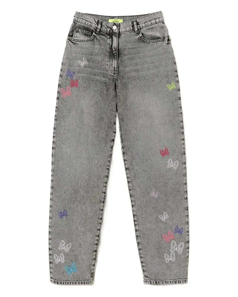 Twin-Set Myfo embroidered barrel jeans - Grau Grau