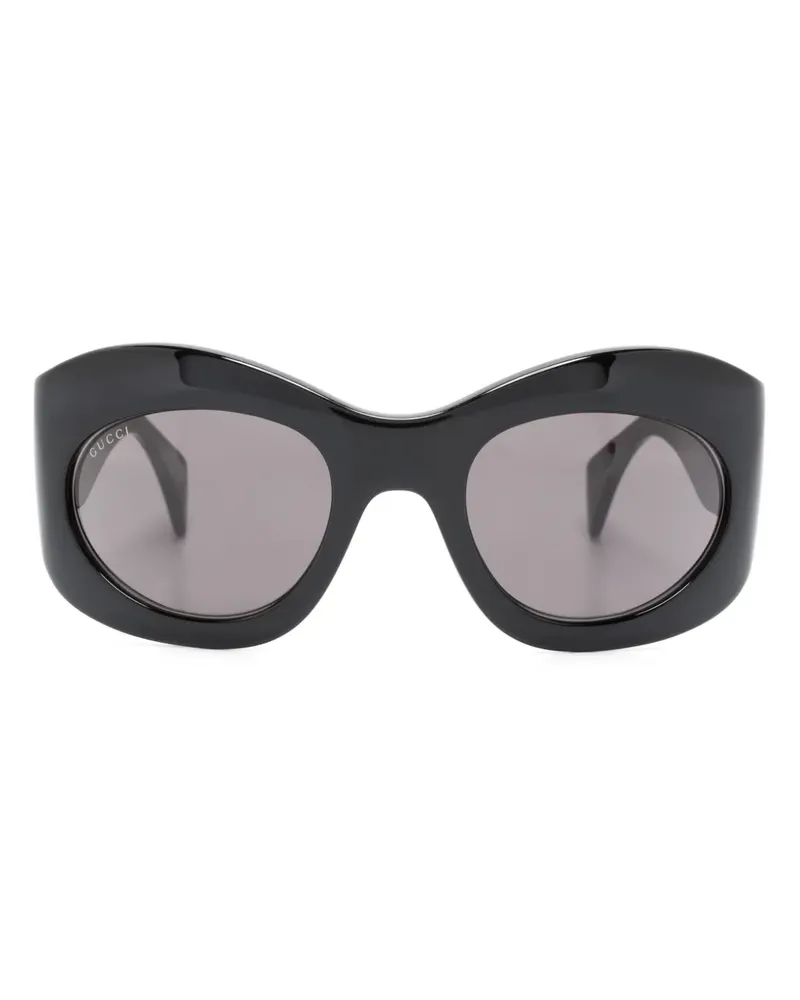 Gucci Sonnenbrille mit ovalem Gestell - Schwarz Schwarz