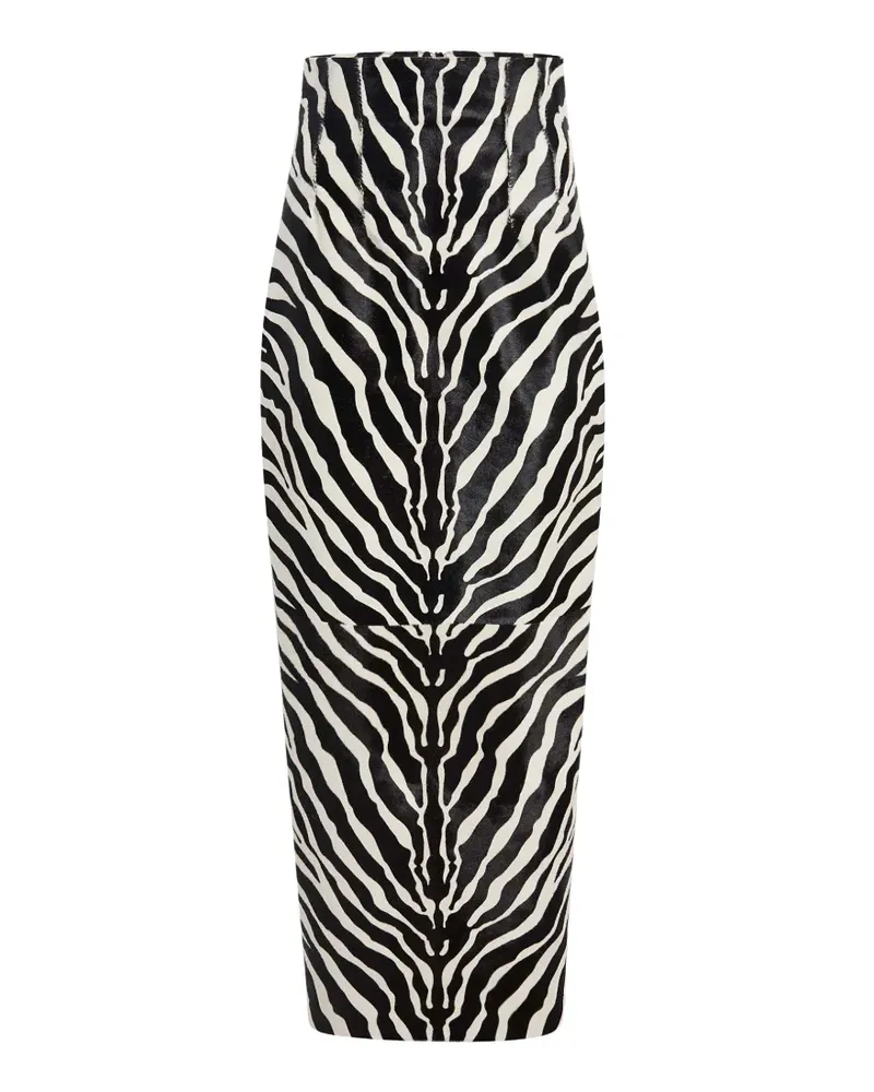 KHAITE Loxley Midirock mit Zebra-Print - Schwarz Schwarz