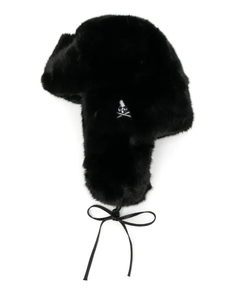 Mastermind Japan Skull-embroidered faux-fur trapper hat - Schwarz Schwarz