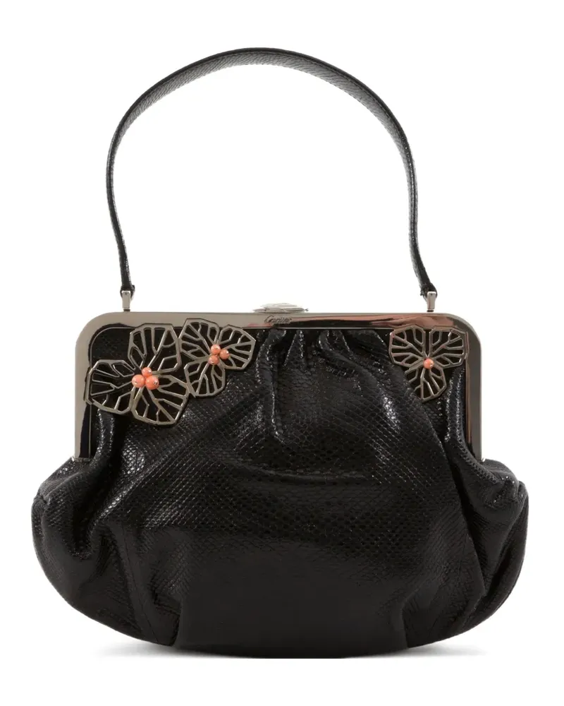 Cartier 2000s Handtasche mit Blumenapplikation - Schwarz Schwarz