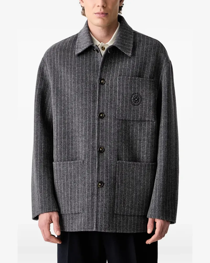 Drôle de Monsieur Hemdjacke mit Nadelstreifen und Logo-Stickerei - Grau Grau
