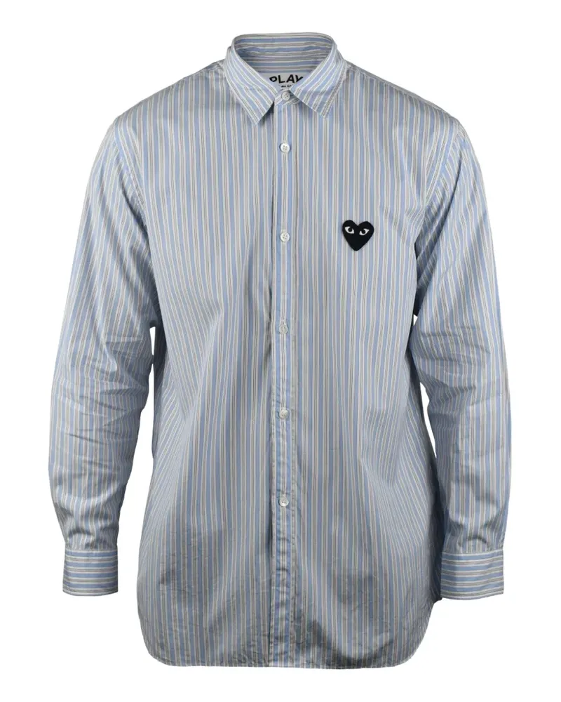 Comme des Garçons Gestreiftes Hemd mit Herzstickerei - Blau Blau