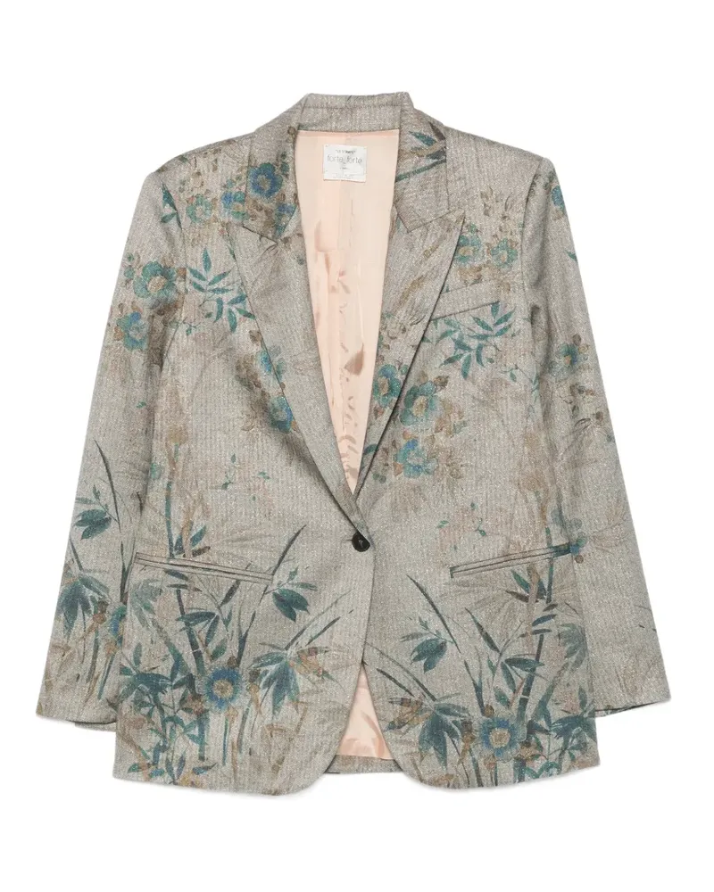 forte_forte Fischgräten-Blazer mit Blumenprint - Grau Grau