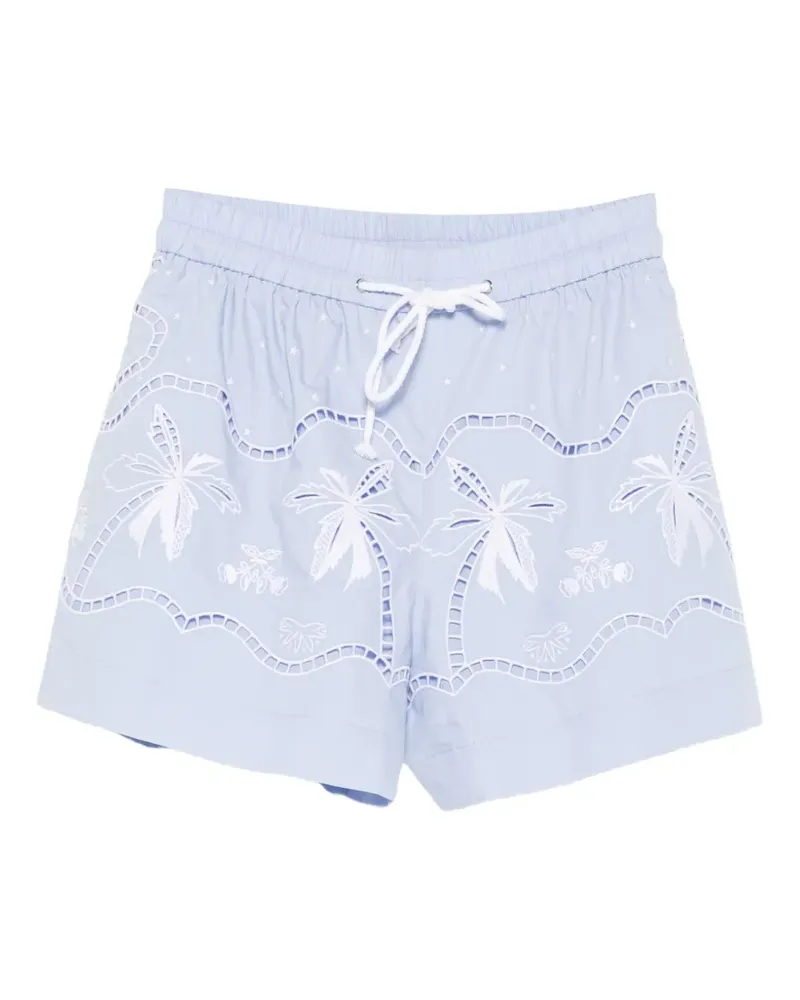 Sandro broderie-anglaise-embroidered shorts - Blau Blau