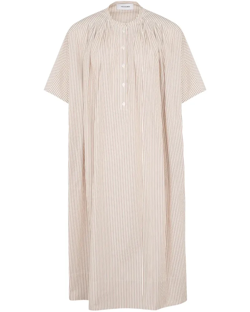 Yves Salomon Gestreiftes Midikleid - Braun Braun