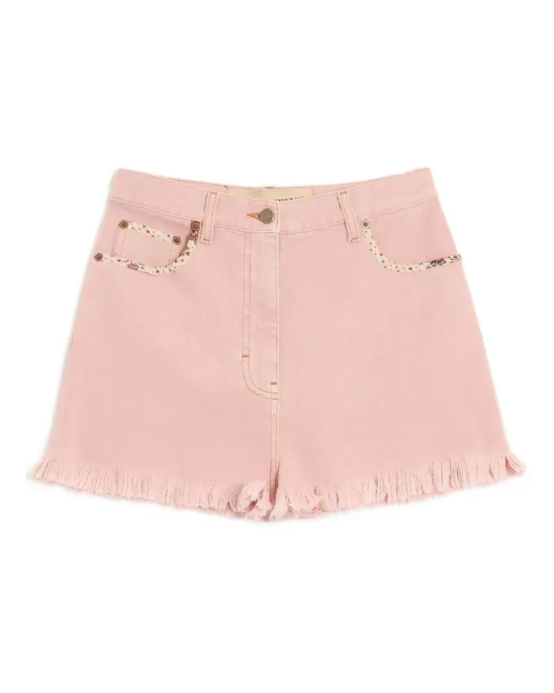 Valentino Garavani floral frayed denim shorts - Rosa Rosa