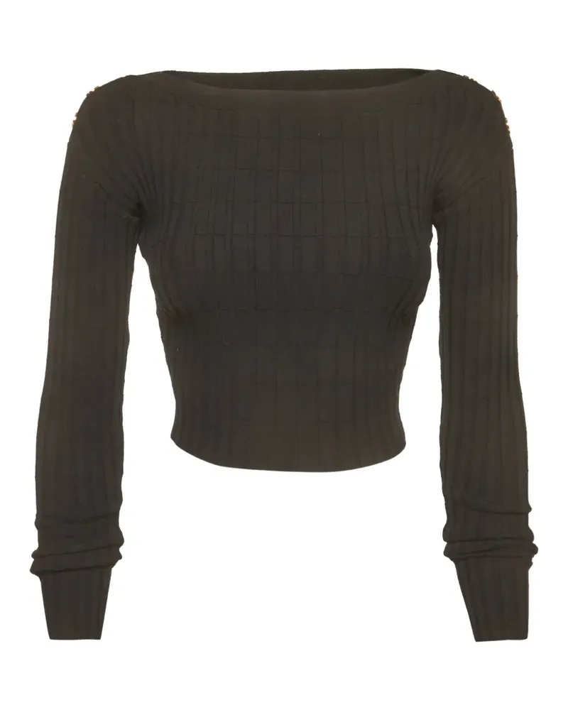 Elisabetta Franchi ribbed-knit cropped sweater - Schwarz Schwarz