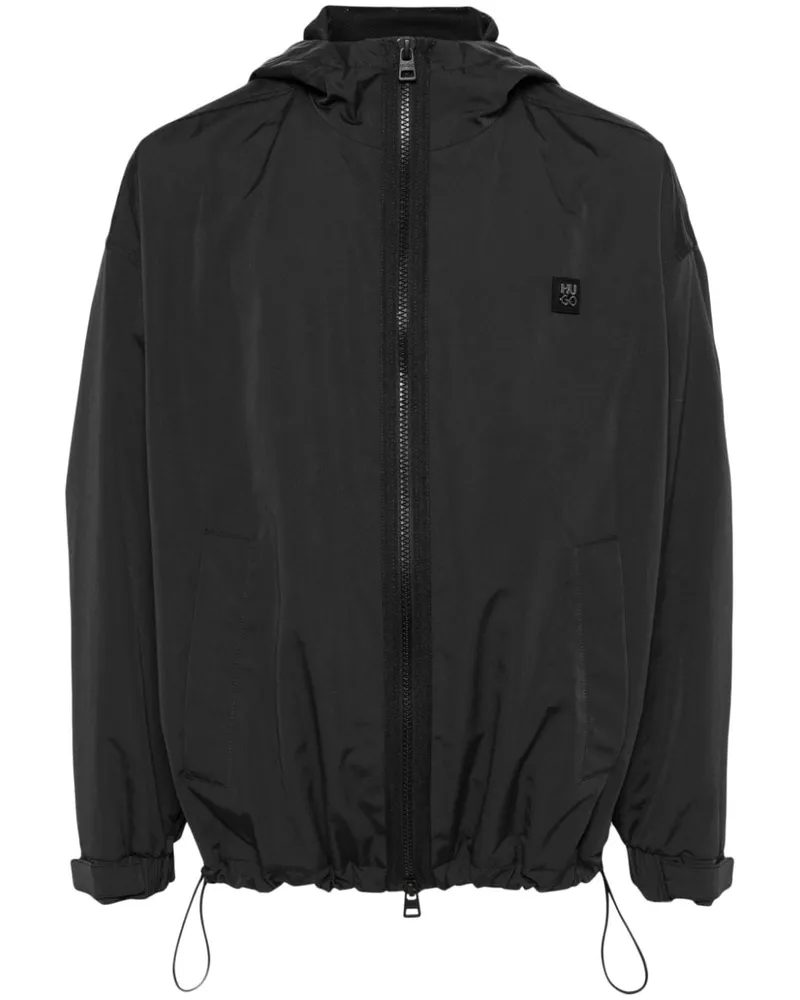 HUGO BOSS Kapuzenjacke mit Logo-Patch - Schwarz Schwarz