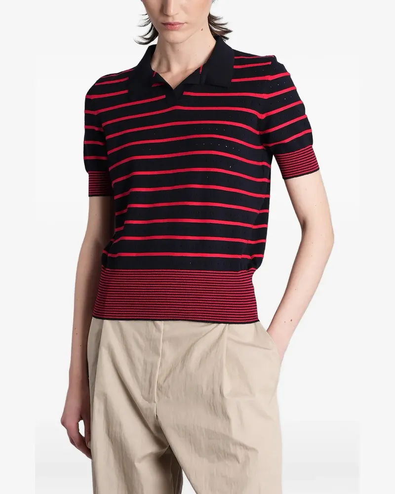 Magda Butrym striped pointelle-knit polo shirt - Blau Blau