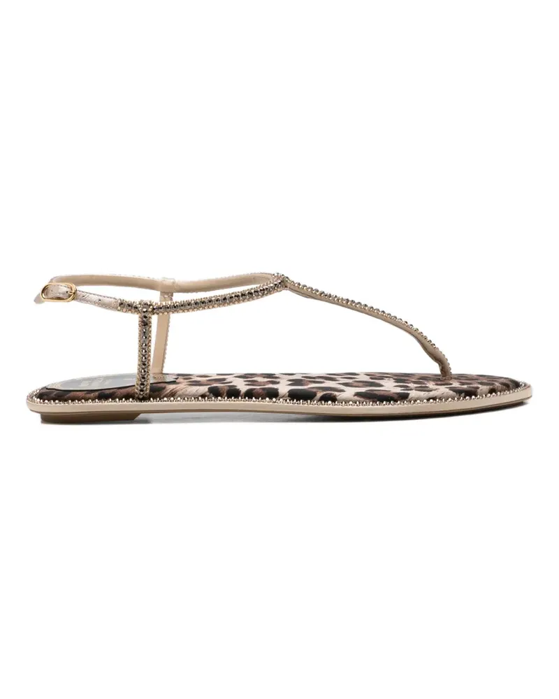 René Caovilla crystal-embellished leopard-print sandals - Nude Nude
