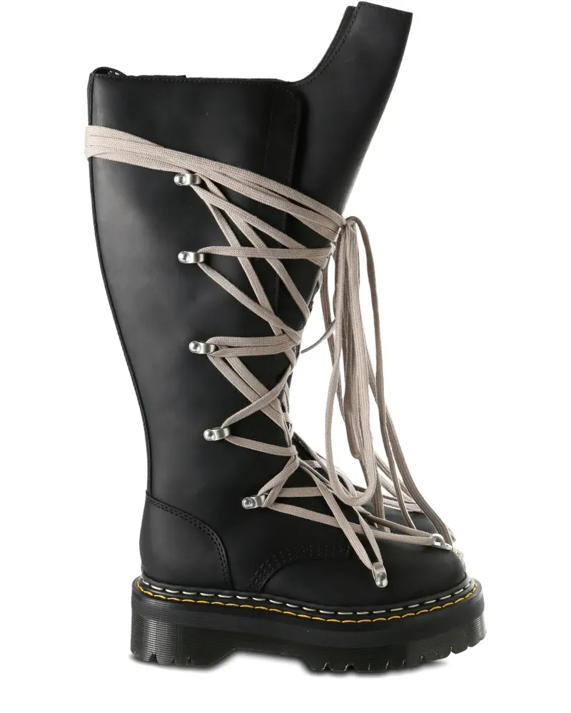 Dr.Martens Kniehohe 1460 Quad Sole Pentalace Stiefel - Schwarz Schwarz