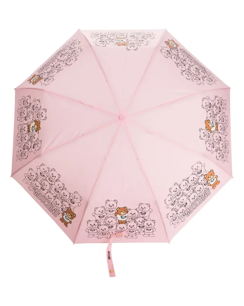 Moschino Regenschirm mit Teddy-Print - Rosa Rosa