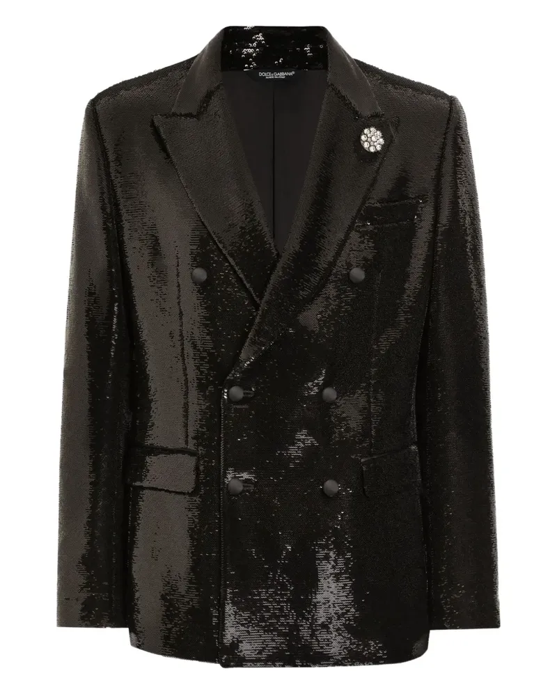 Dolce & Gabbana sequin-embellished double-breasted blazer - Schwarz Schwarz