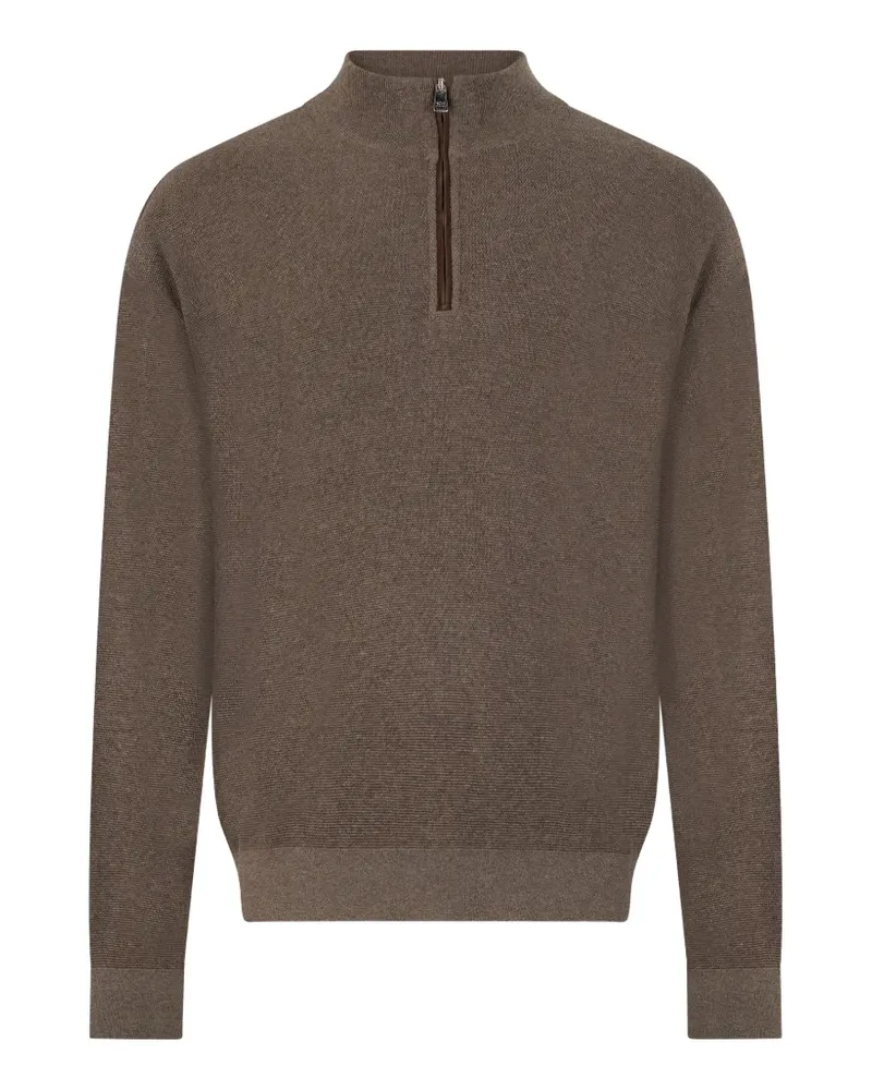 Paul & Shark Langärmeliger Pullover mit Viertelreißverschluss - Braun Braun