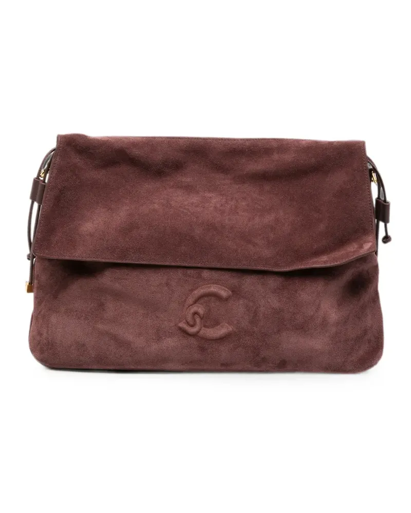 Coccinelle medium Lidia logo-embossed suede shoulder bag - Braun Braun