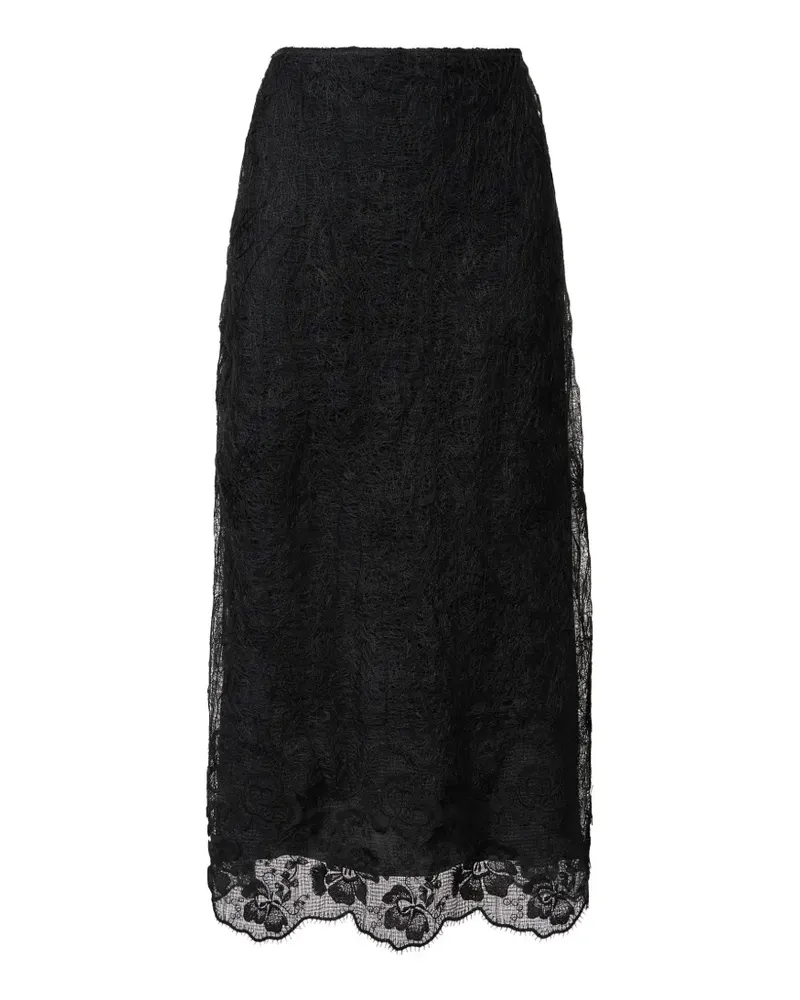 Fabiana Filippi floral-lace midi skirt - Schwarz Schwarz