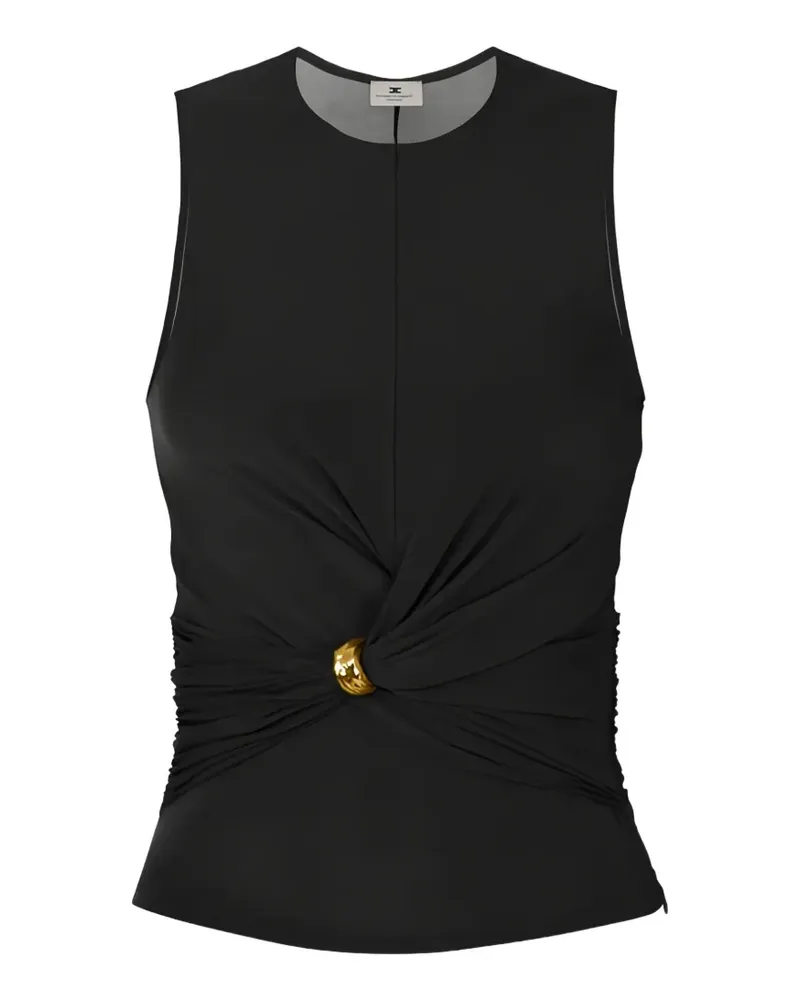 Elisabetta Franchi Gerafftes Oberteil mit Knotendetail - Schwarz Schwarz