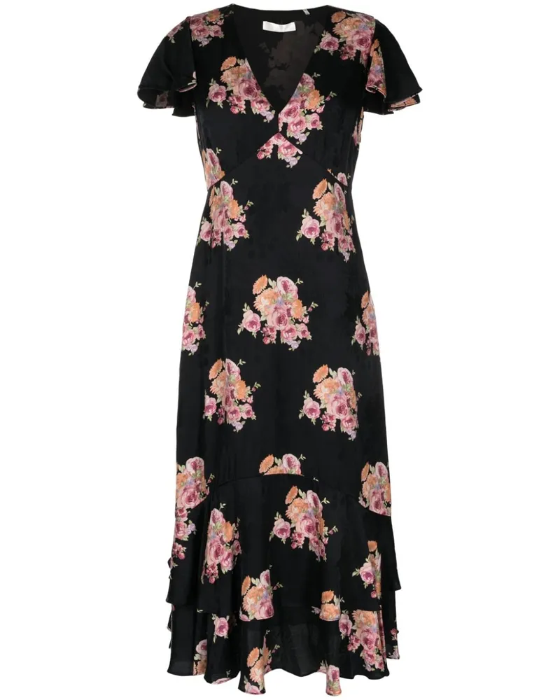 LoveShackFancy Elowen Midikleid mit Print - Schwarz Schwarz