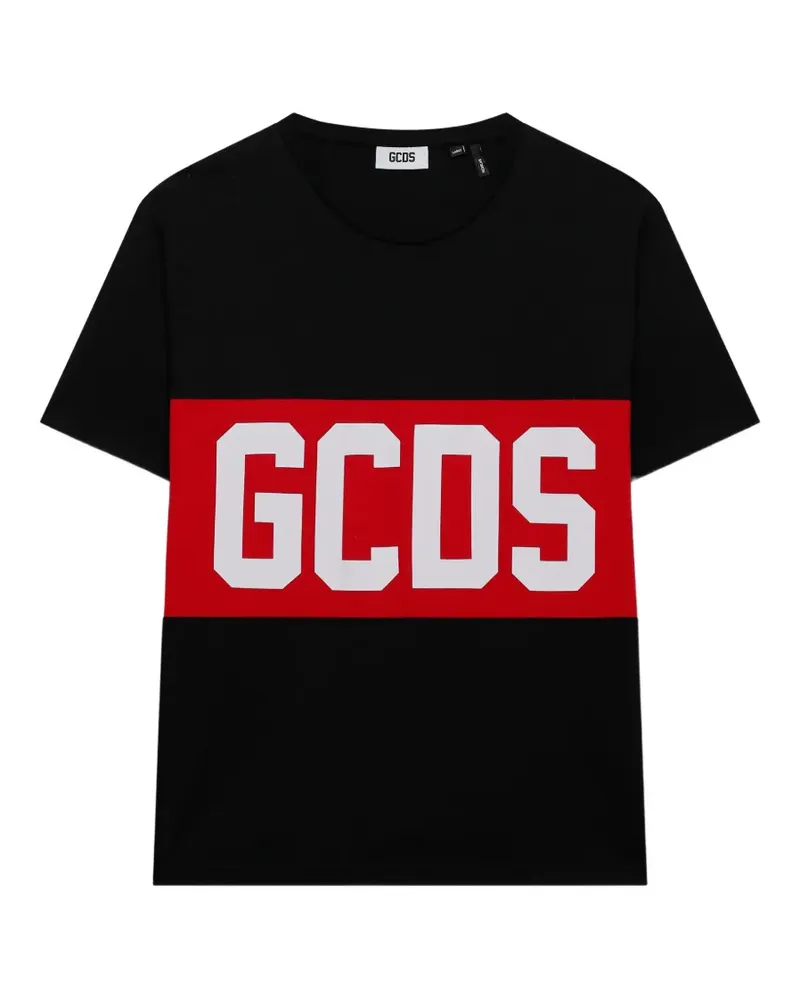 GCDS T-Shirt mit Logo-Streifen - Schwarz Schwarz