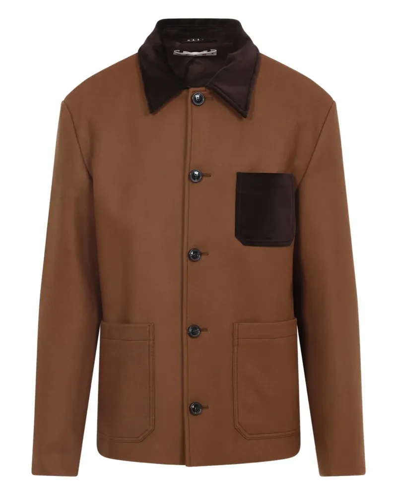 Marni textured-collar pocket jacket - Braun Braun