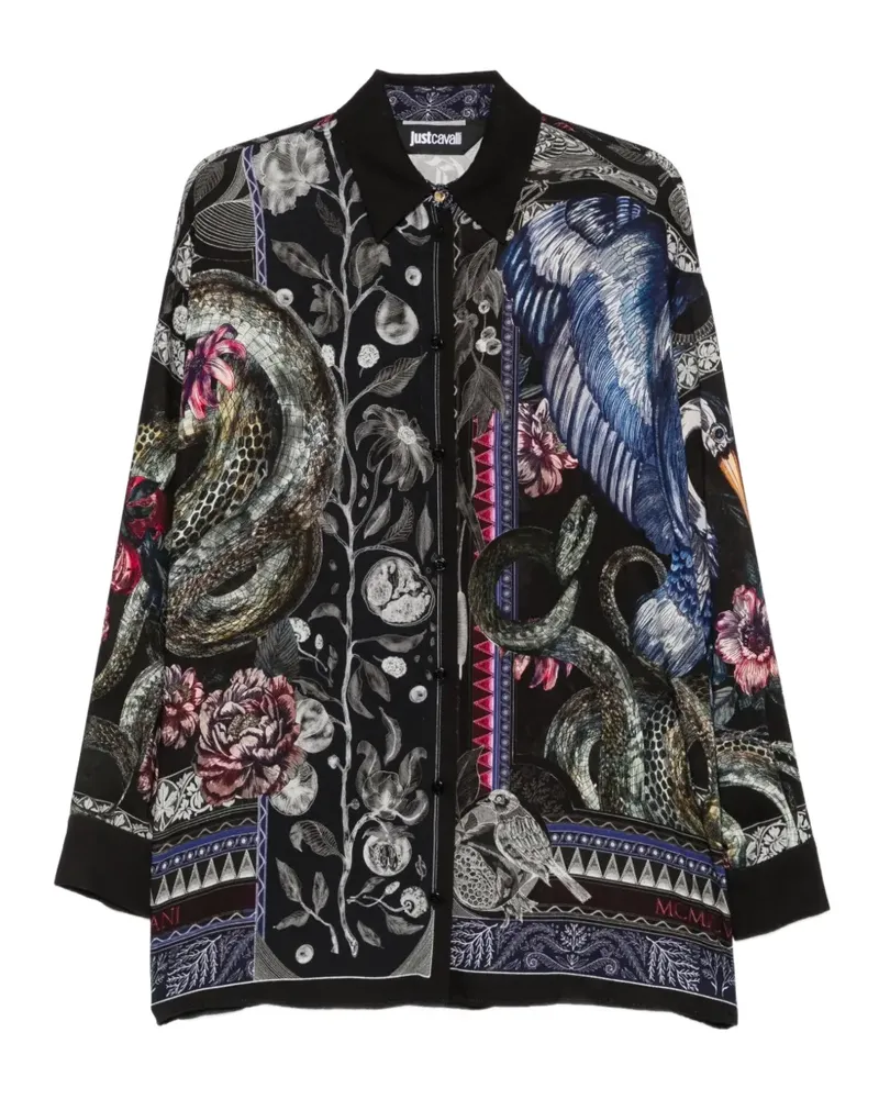 Just Cavalli animal-print long-sleeve shirt - Schwarz Schwarz