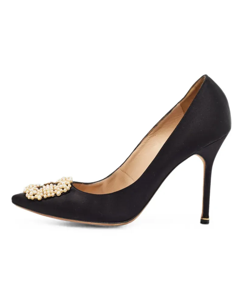 Manolo Blahnik Hangisi Pumps mit Perlen - Schwarz Schwarz