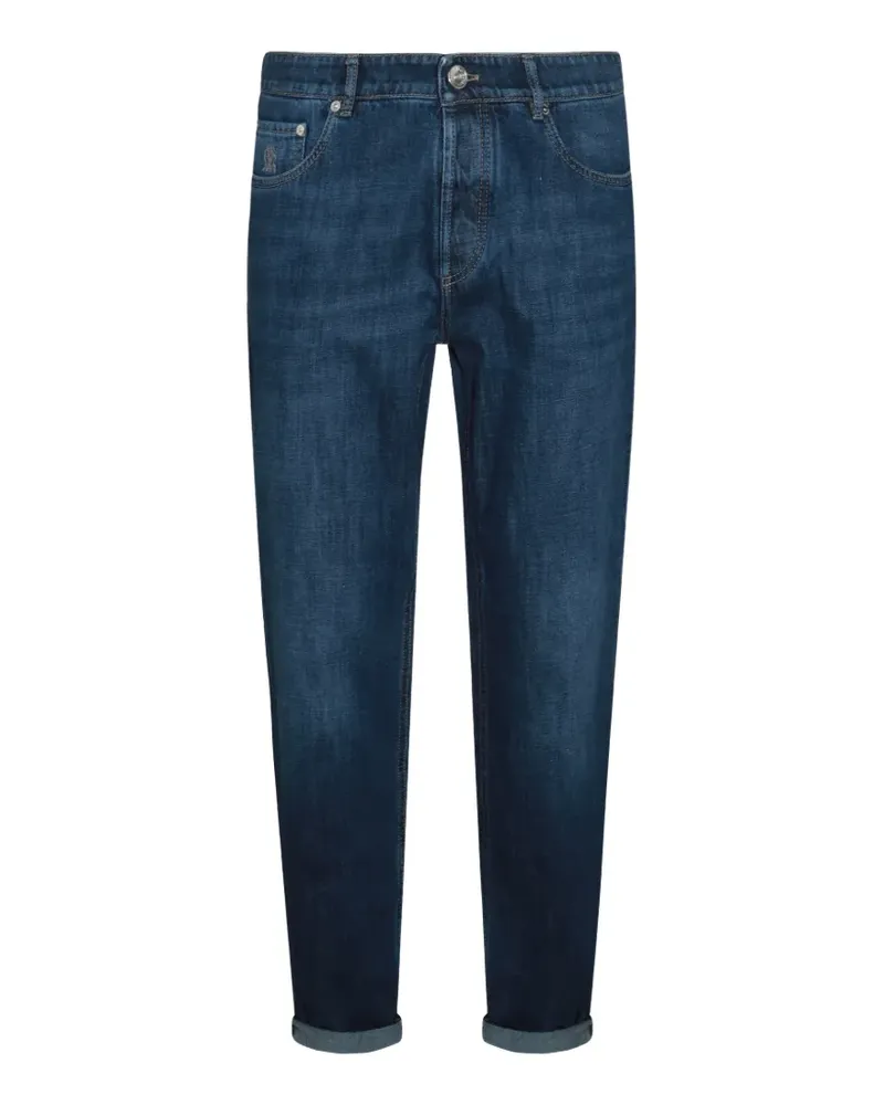 Brunello Cucinelli Halbhohe Tapered-Jeans - Blau Blau