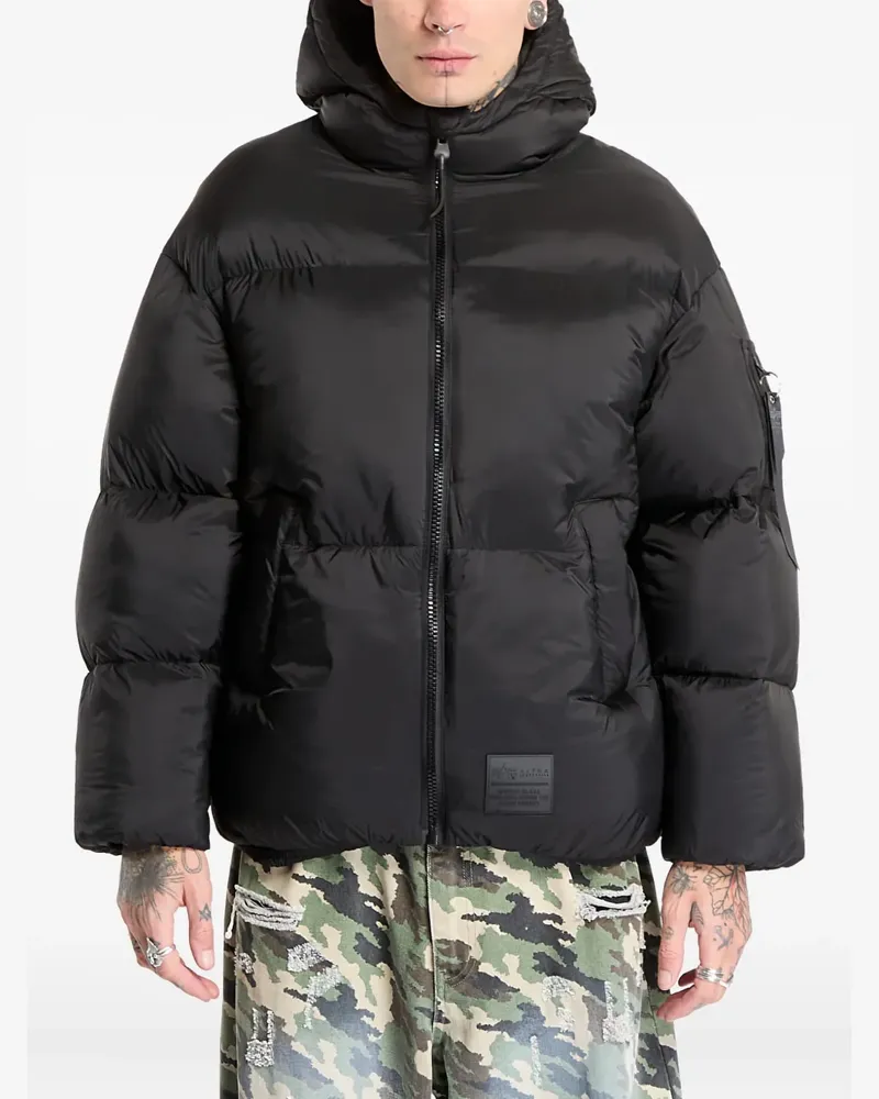 Alpha Industries logo-patch padded jacket - Schwarz Schwarz